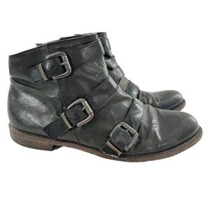 Crown vintage womens ankle booties size 9 black leather slouchy steampunk boots